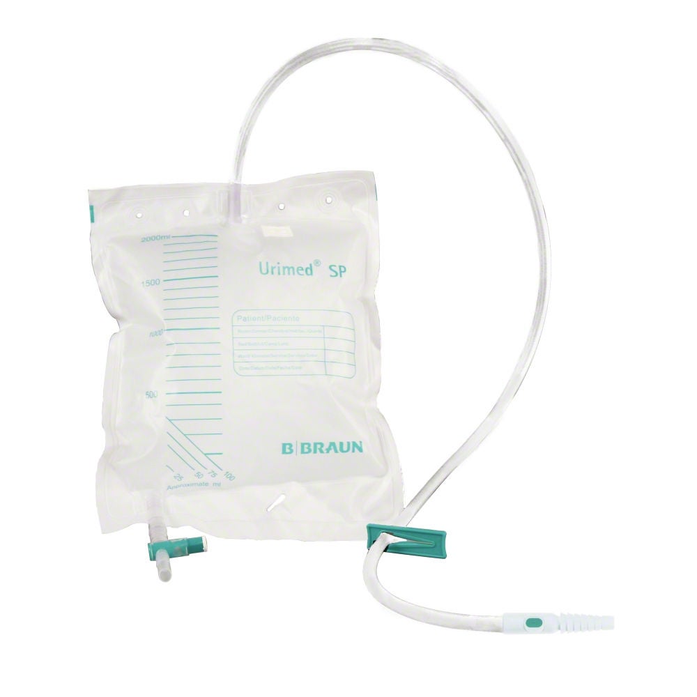 Urine bag with sample port